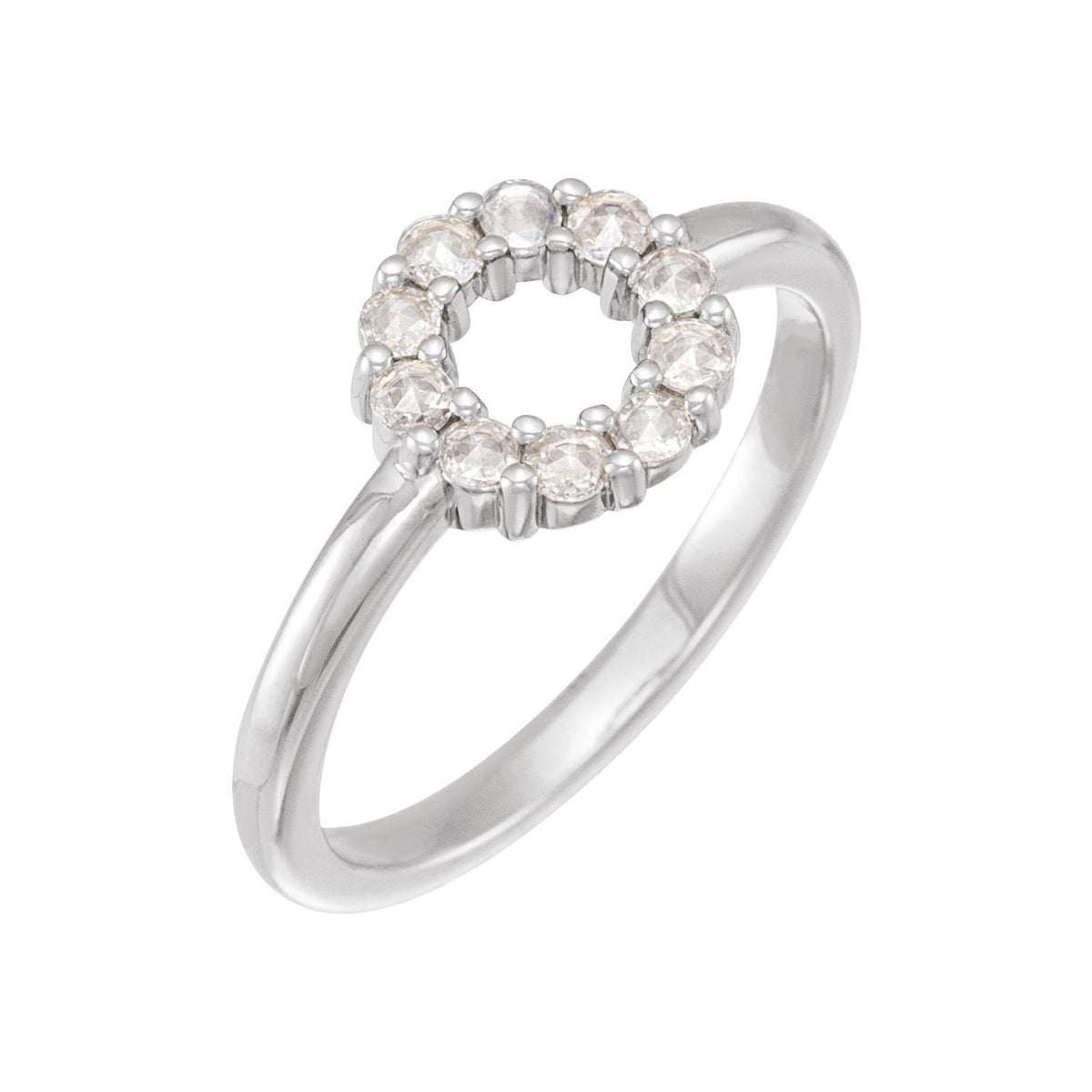 Sapphire Row Natural Gemstone Rose-Cut Circle Ring - Diamond, Platinum