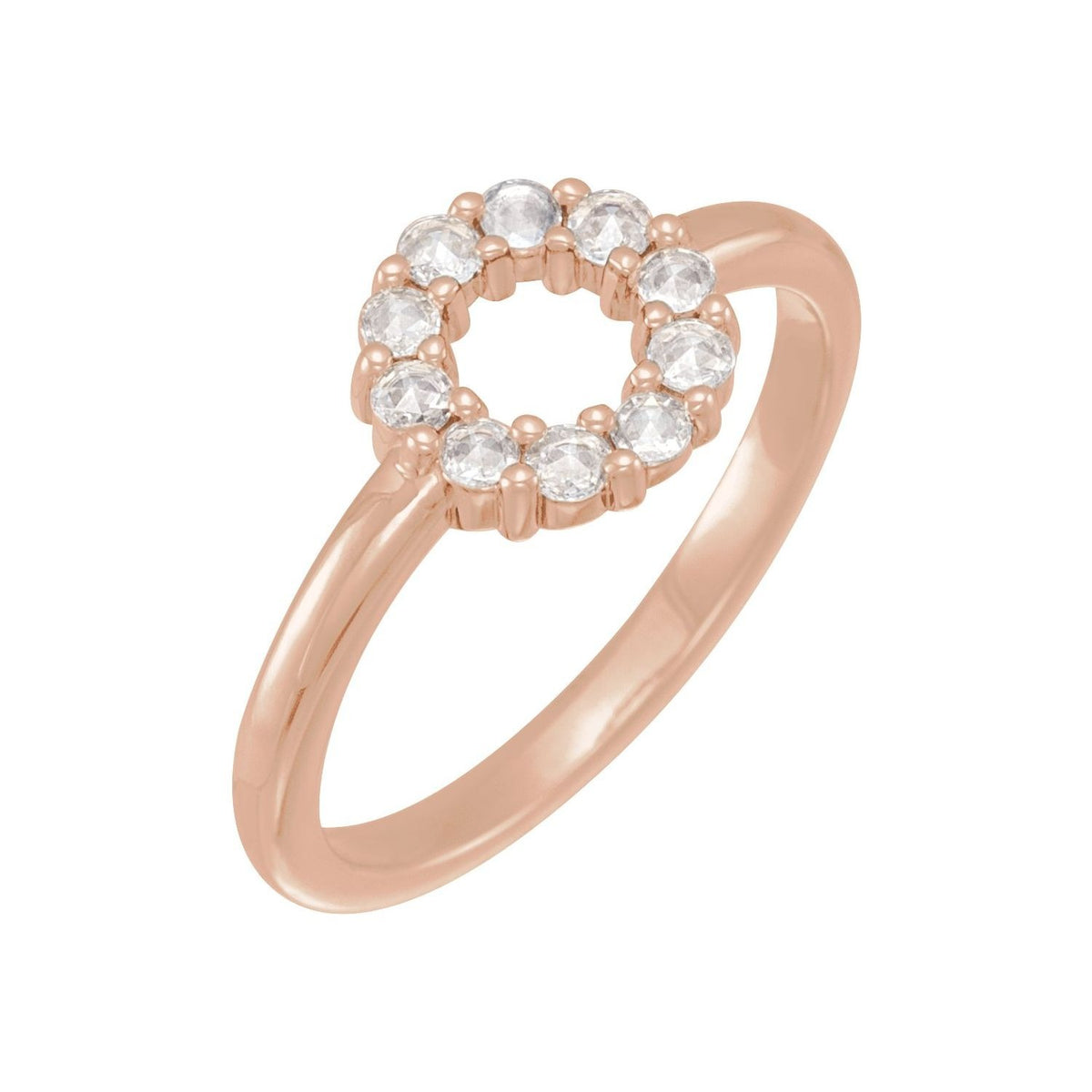 Sapphire Row Natural Gemstone Rose-Cut Circle Ring - Diamond, 14K Rose Gold
