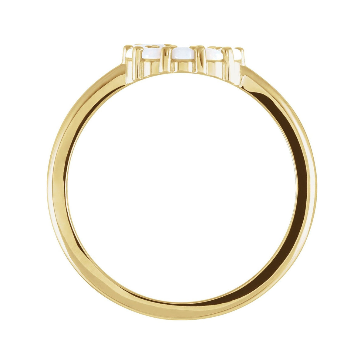 Sapphire Row Natural Gemstone Rose-Cut Circle Ring - White Opal, 14K Yellow Gold (view 2)