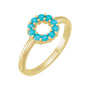 Sapphire Row Natural Gemstone Rose-Cut Circle Ring - Turquoise, 14K Yellow Gold