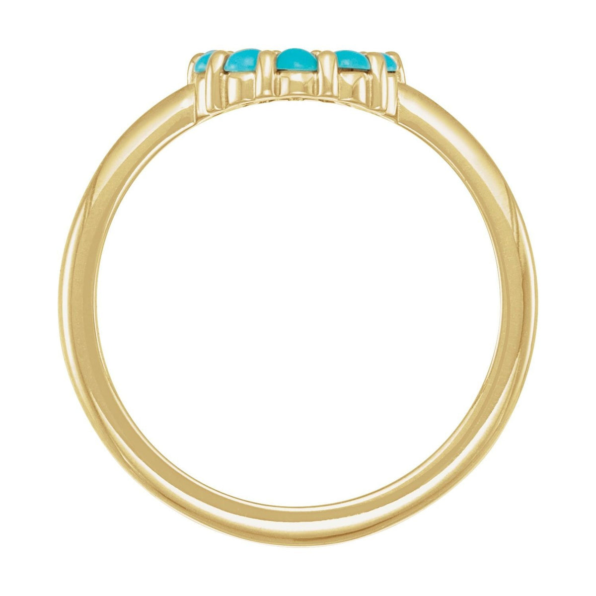 Sapphire Row Natural Gemstone Rose-Cut Circle Ring - Turquoise, 14K Yellow Gold (view 2)