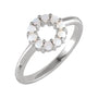 Sapphire Row Natural Gemstone Rose-Cut Circle Ring - White Opal, 14K White Gold