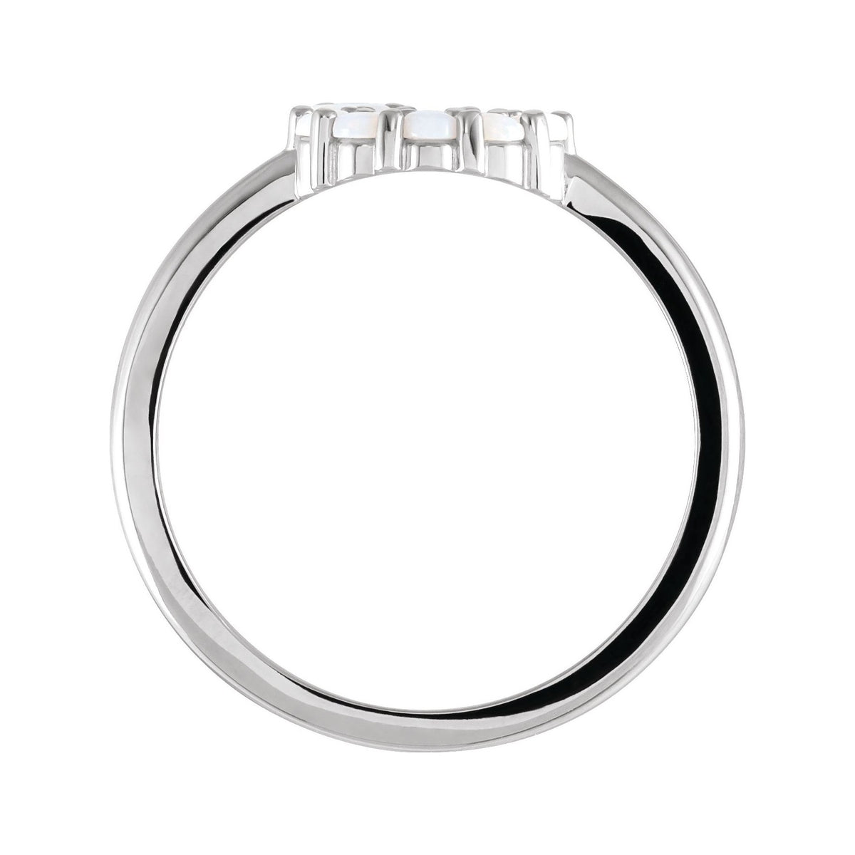Sapphire Row Natural Gemstone Rose-Cut Circle Ring - White Opal, 14K White Gold (view 2)