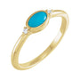 Sapphire Row Natural Gemstone Bezel-Set Cabochon Ring - Turquoise, 14K Yellow Gold