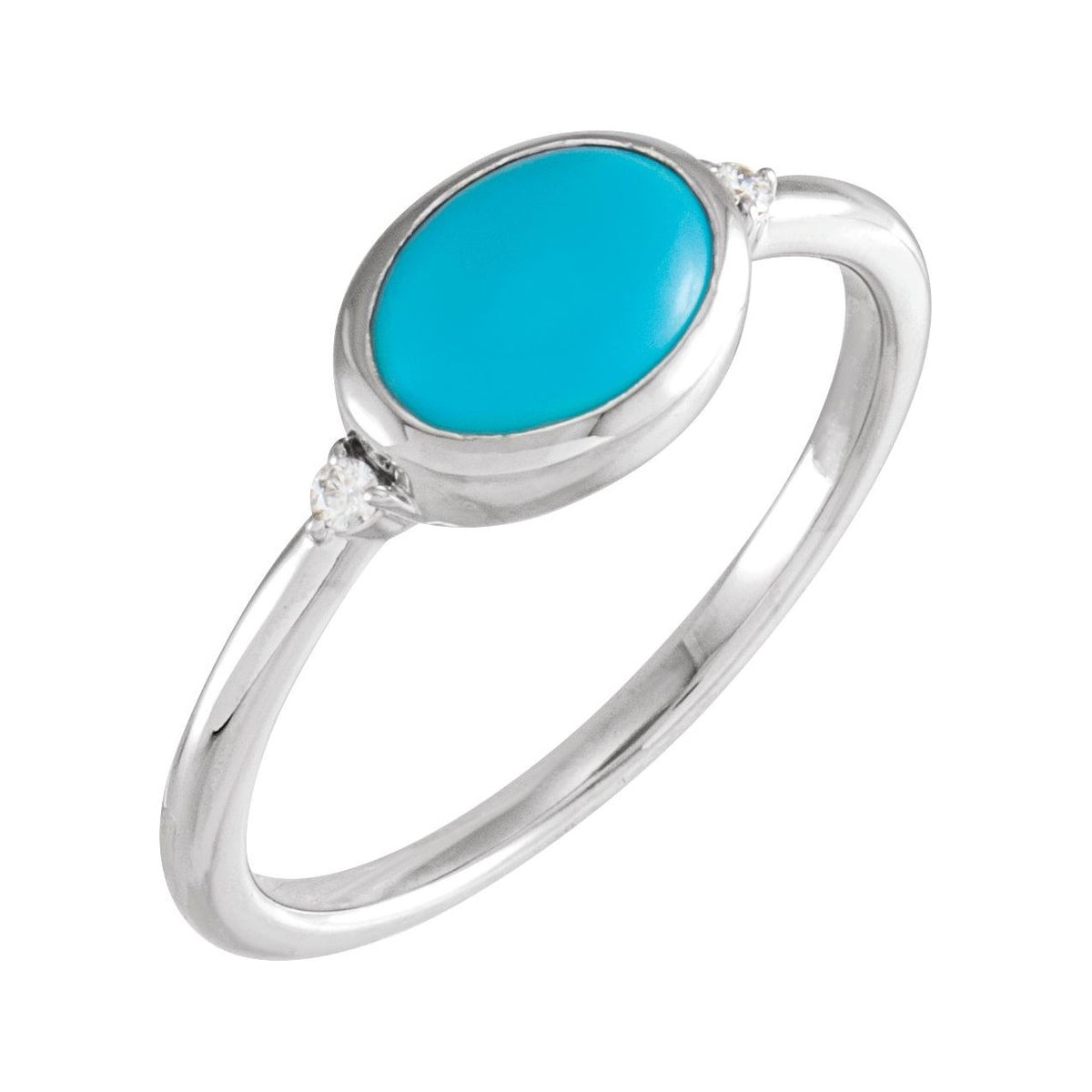 Sapphire Row Natural Gemstone Bezel-Set Cabochon Ring - Turquoise, 14K Yellow Gold
