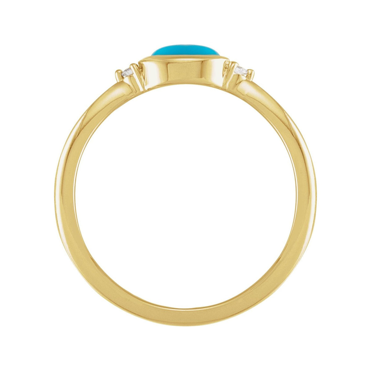 Sapphire Row Natural Gemstone Bezel-Set Cabochon Ring - Turquoise, 14K Yellow Gold (view 2)