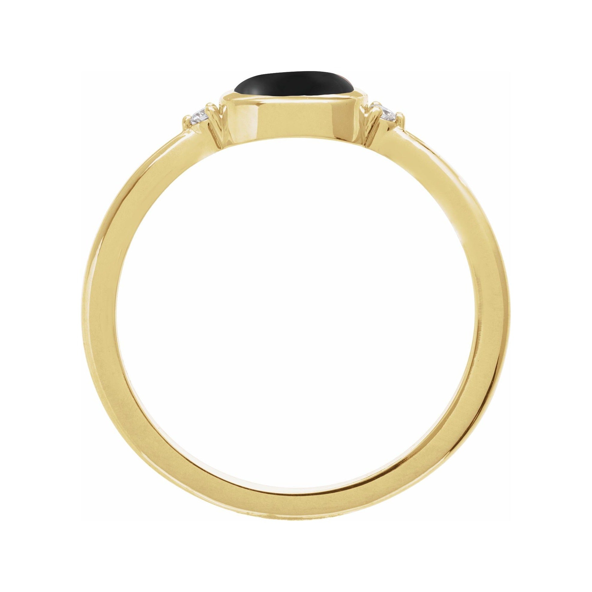 Sapphire Row Natural Gemstone Bezel-Set Cabochon Ring - Black Onyx, 14K Yellow Gold (view 2)