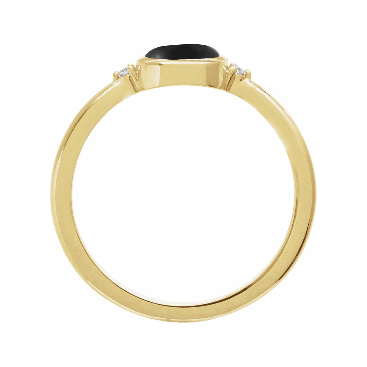 Sapphire Row Natural Gemstone Bezel-Set Cabochon Ring - Black Onyx, 14K Yellow Gold (view 2)