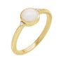 Sapphire Row Natural Gemstone Bezel-Set Cabochon Ring - White Opal, 14K Yellow Gold