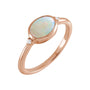 Sapphire Row Natural Gemstone Bezel-Set Cabochon Ring - Ethiopian Opal, 14K Rose Gold