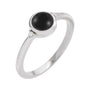 Sapphire Row Natural Gemstone Bezel-Set Cabochon Ring - Black Onyx, Platinum