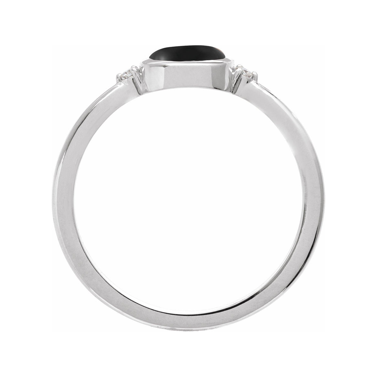 Sapphire Row Natural Gemstone Bezel-Set Cabochon Ring - Black Onyx, Platinum (view 2)