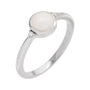 Sapphire Row Natural Gemstone Bezel-Set Cabochon Ring - White Opal, Platinum