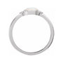 Sapphire Row Natural Gemstone Bezel-Set Cabochon Ring - White Opal, Platinum (view 2)