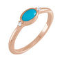 Sapphire Row Natural Gemstone Bezel-Set Cabochon Ring - Turquoise, 14K Rose Gold