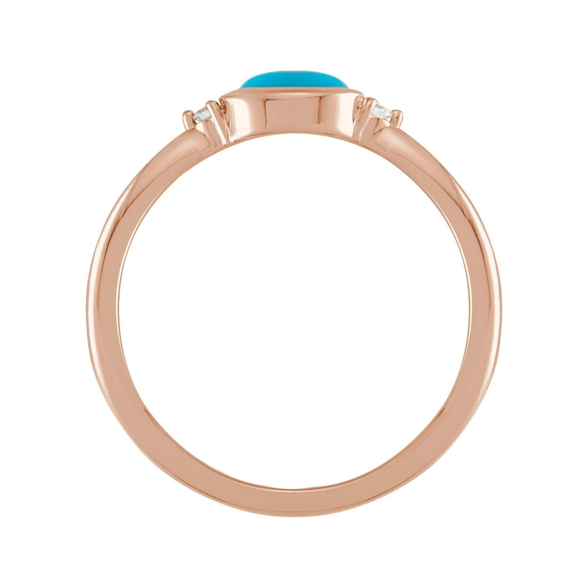 Sapphire Row Natural Gemstone Bezel-Set Cabochon Ring - Turquoise, 14K Rose Gold (view 2)