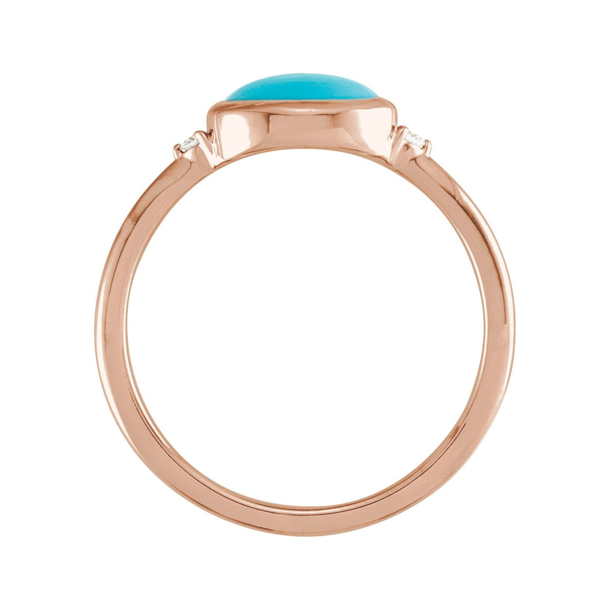 Sapphire Row Natural Gemstone Bezel-Set Cabochon Ring - Turquoise, 14K Rose Gold (view 2)