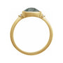 Sapphire Row Natural Gemstone Bezel-Set Cabochon Ring - Moss Agate, 14K Yellow Gold, Oval 8 × 6 mm (view 2)