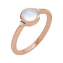Sapphire Row Natural Gemstone Bezel-Set Cabochon Ring - Rainbow Moonstone, 14K Rose Gold