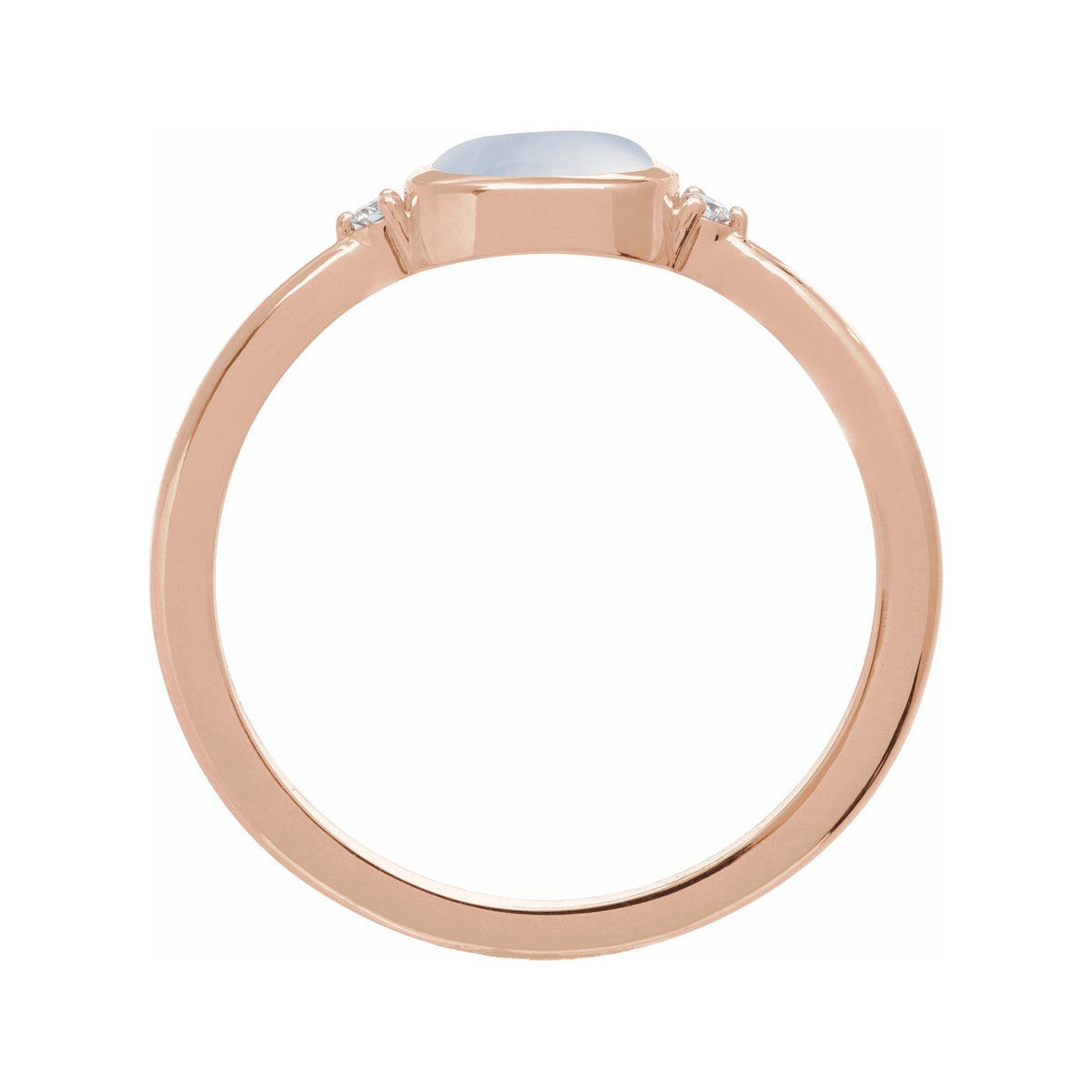 Sapphire Row Natural Gemstone Bezel-Set Cabochon Ring - Rainbow Moonstone, 14K Rose Gold (view 2)