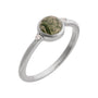 Sapphire Row Natural Gemstone Bezel-Set Cabochon Ring - Moss Agate, 14K White Gold, Round 6 mm