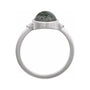 Sapphire Row Natural Gemstone Bezel-Set Cabochon Ring - Moss Agate, 14K White Gold, Round 8 mm (view 2)