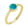 Sapphire Row Natural Gemstone Bezel-Set Cabochon Ring - Turquoise, 14K Yellow Gold, Round 6 mm