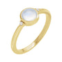 Sapphire Row Natural Gemstone Bezel-Set Cabochon Ring - Rainbow Moonstone, 14K Yellow Gold