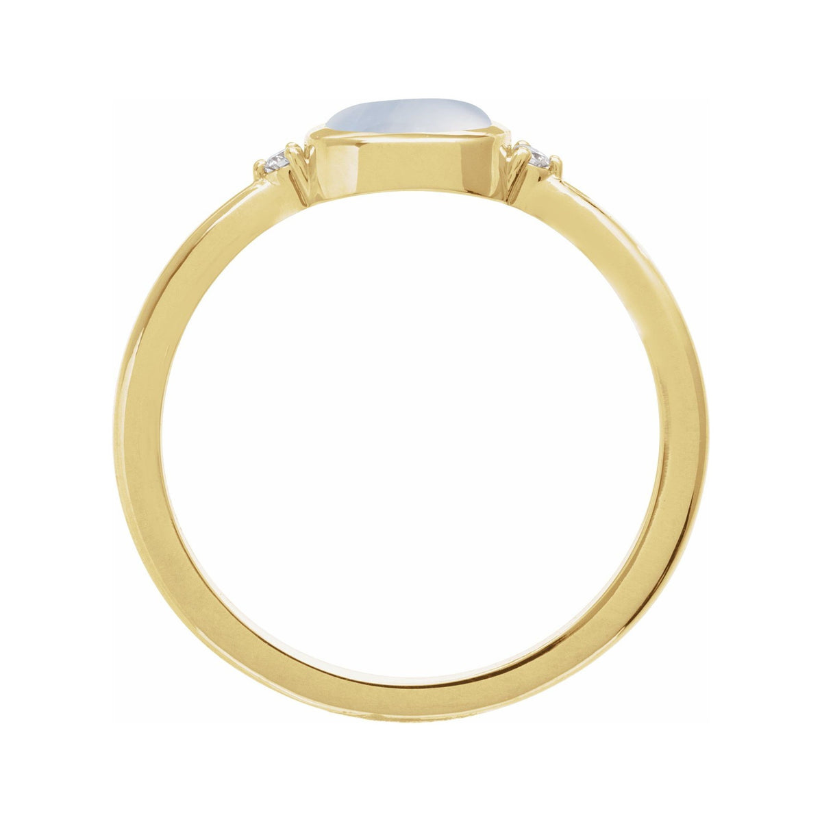 Sapphire Row Natural Gemstone Bezel-Set Cabochon Ring - Rainbow Moonstone, 14K Yellow Gold (view 2)