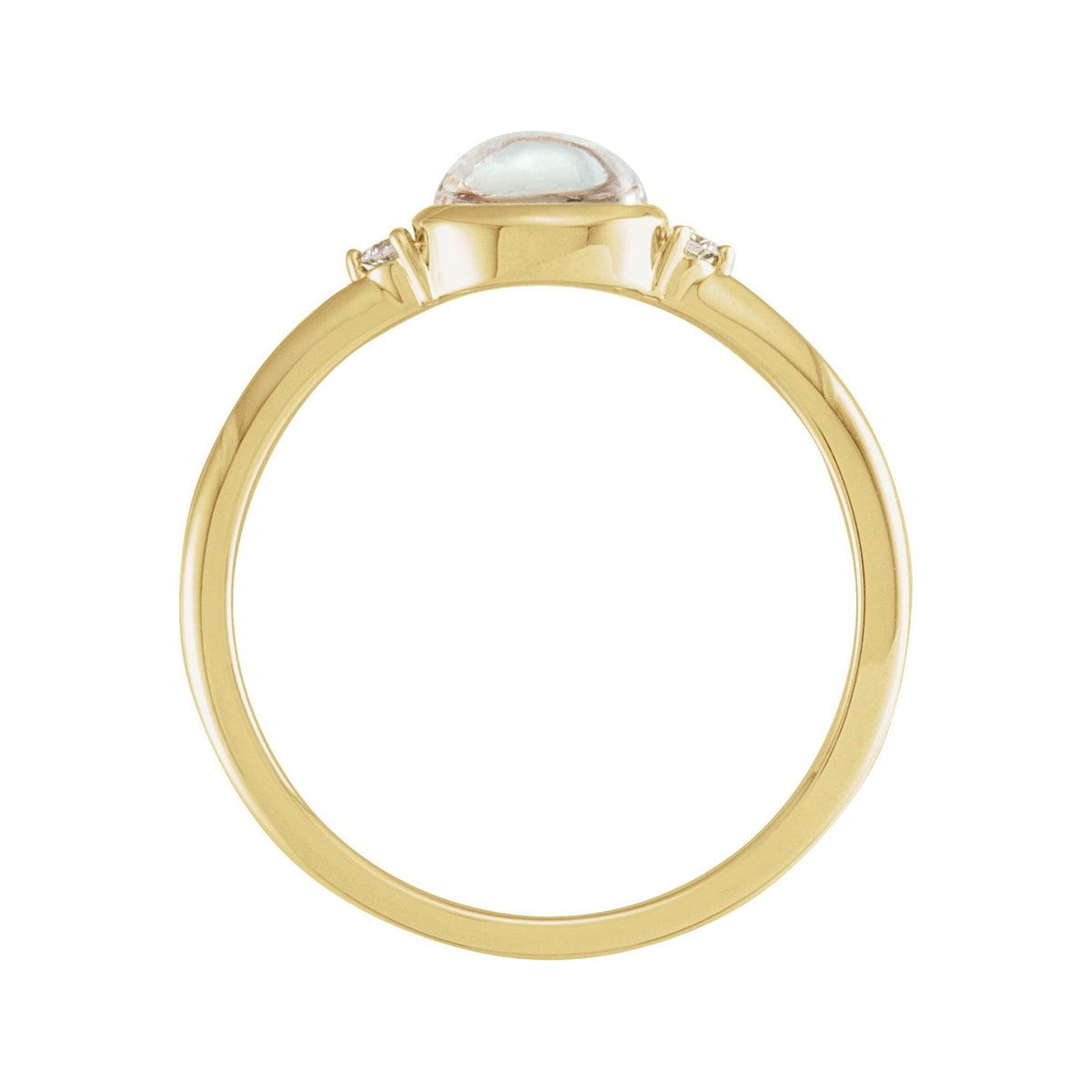 Sapphire Row Natural Gemstone Bezel-Set Cabochon Ring - Rainbow Moonstone, 14K Yellow Gold (view 2)