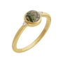 Sapphire Row Natural Gemstone Bezel-Set Cabochon Ring - Moss Agate, 14K Yellow Gold, Round 6 mm
