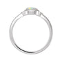 Sapphire Row Natural Gemstone Bezel-Set Cabochon Ring - White Opal, 14K White Gold, Oval 5 × 3 mm (view 2)