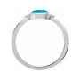Sapphire Row Natural Gemstone Bezel-Set Cabochon Ring - Turquoise, Platinum, Round 6 mm (view 2)