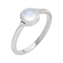 Sapphire Row Natural Gemstone Bezel-Set Cabochon Ring - Rainbow Moonstone, 14K White Gold