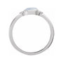 Sapphire Row Natural Gemstone Bezel-Set Cabochon Ring - Rainbow Moonstone, 14K White Gold (view 2)