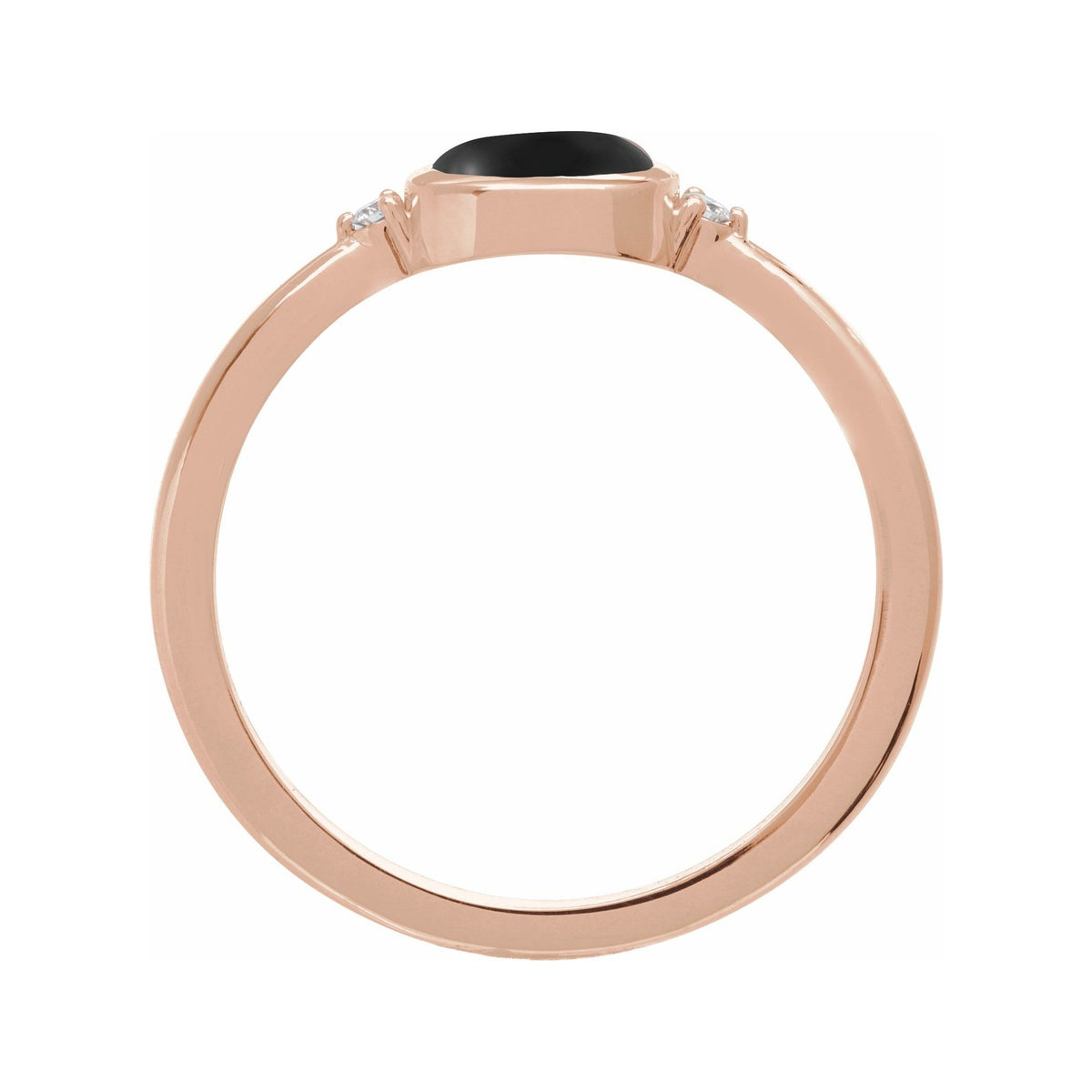 Sapphire Row Natural Gemstone Bezel-Set Cabochon Ring - Black Onyx, 14K Rose Gold (view 2)