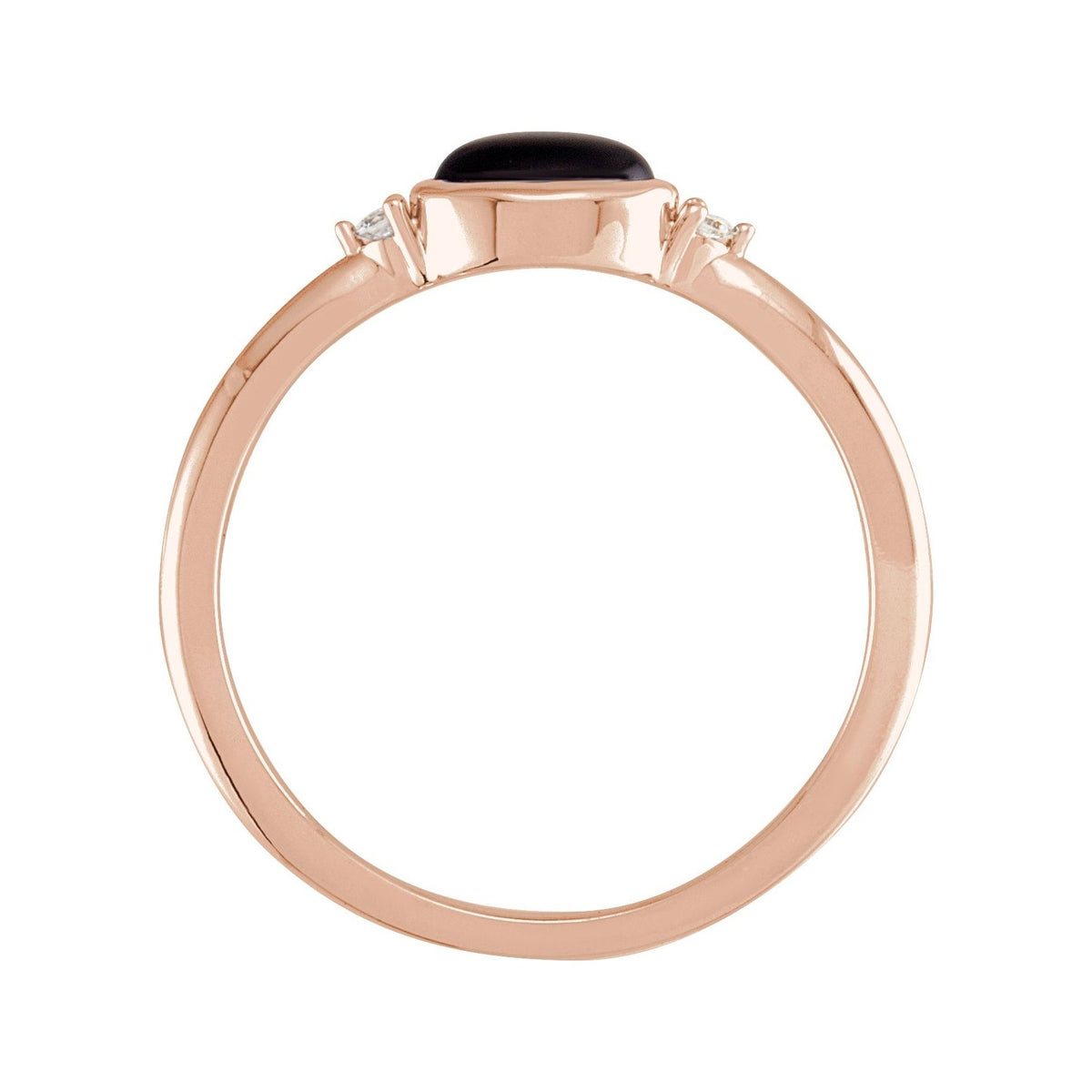 Sapphire Row Natural Gemstone Bezel-Set Cabochon Ring - Black Onyx, 14K Rose Gold (view 2)