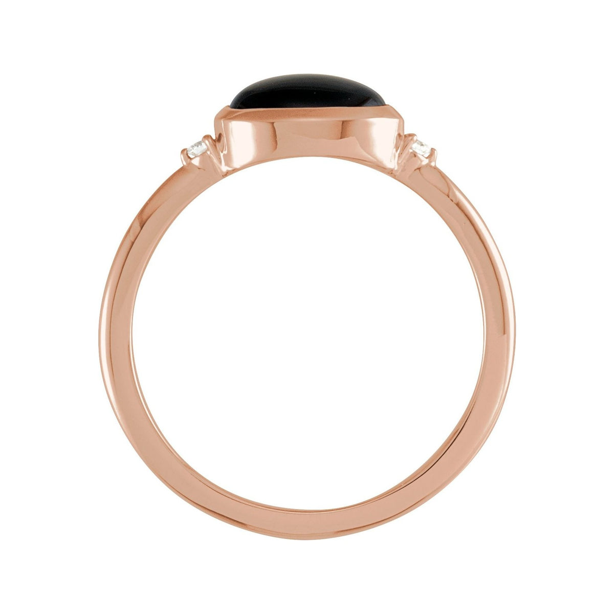 Sapphire Row Natural Gemstone Bezel-Set Cabochon Ring - Black Onyx, 14K Rose Gold (view 2)