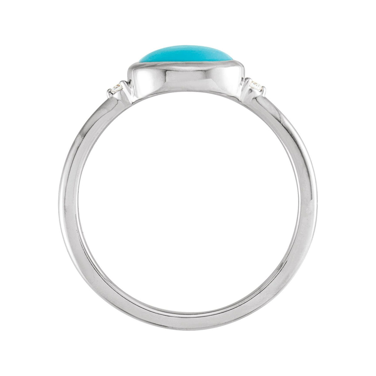 Sapphire Row Natural Gemstone Bezel-Set Cabochon Ring - Turquoise, 14K White Gold (view 2)