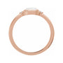 Sapphire Row Natural Gemstone Bezel-Set Cabochon Ring - White Opal, 14K Rose Gold (view 2)