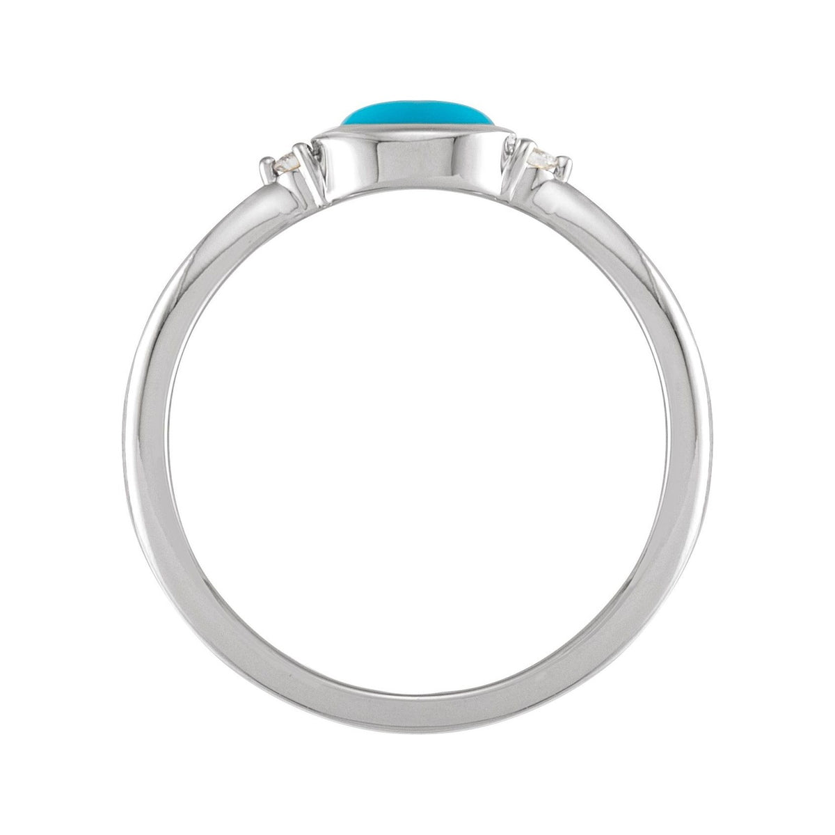 Sapphire Row Natural Gemstone Bezel-Set Cabochon Ring - Turquoise, Platinum (view 2)
