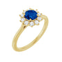 Sapphire Row Lab-Grown Gemstone Halo Ring - Blue Sapphire, 14K Yellow Gold, Round 5.2 mm · lab-grown diamond halo