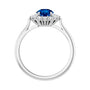 Sapphire Row Lab-Grown Gemstone Halo Ring - Blue Sapphire, 10K White Gold, Round 6 mm · lab-grown diamond halo (view 2)