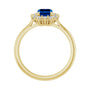 Sapphire Row Lab-Grown Gemstone Halo Ring - Blue Sapphire, 10K Yellow Gold, Emerald 7 × 5 mm · lab-grown diamond halo (view 2)