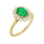Sapphire Row Lab-Grown Gemstone Halo Ring - Emerald, 14K Yellow Gold, Oval 8 × 6 mm · natural diamond halo