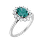 Sapphire Row Lab-Grown Gemstone Halo Ring - Alexandrite, 14K White Gold, Oval 8 × 6 mm · natural diamond halo