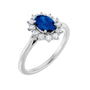 Sapphire Row Lab-Grown Gemstone Halo Ring - Blue Sapphire, Platinum, Oval 7 × 5 mm · lab-grown diamond halo