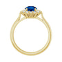 Sapphire Row Lab-Grown Gemstone Halo Ring - Blue Sapphire, 10K Yellow Gold, Round 6 mm · lab-grown diamond halo (view 2)