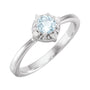 Sapphire Row Natural Gemstone Petite Halo Ring - Sky Blue Topaz, 14K White Gold