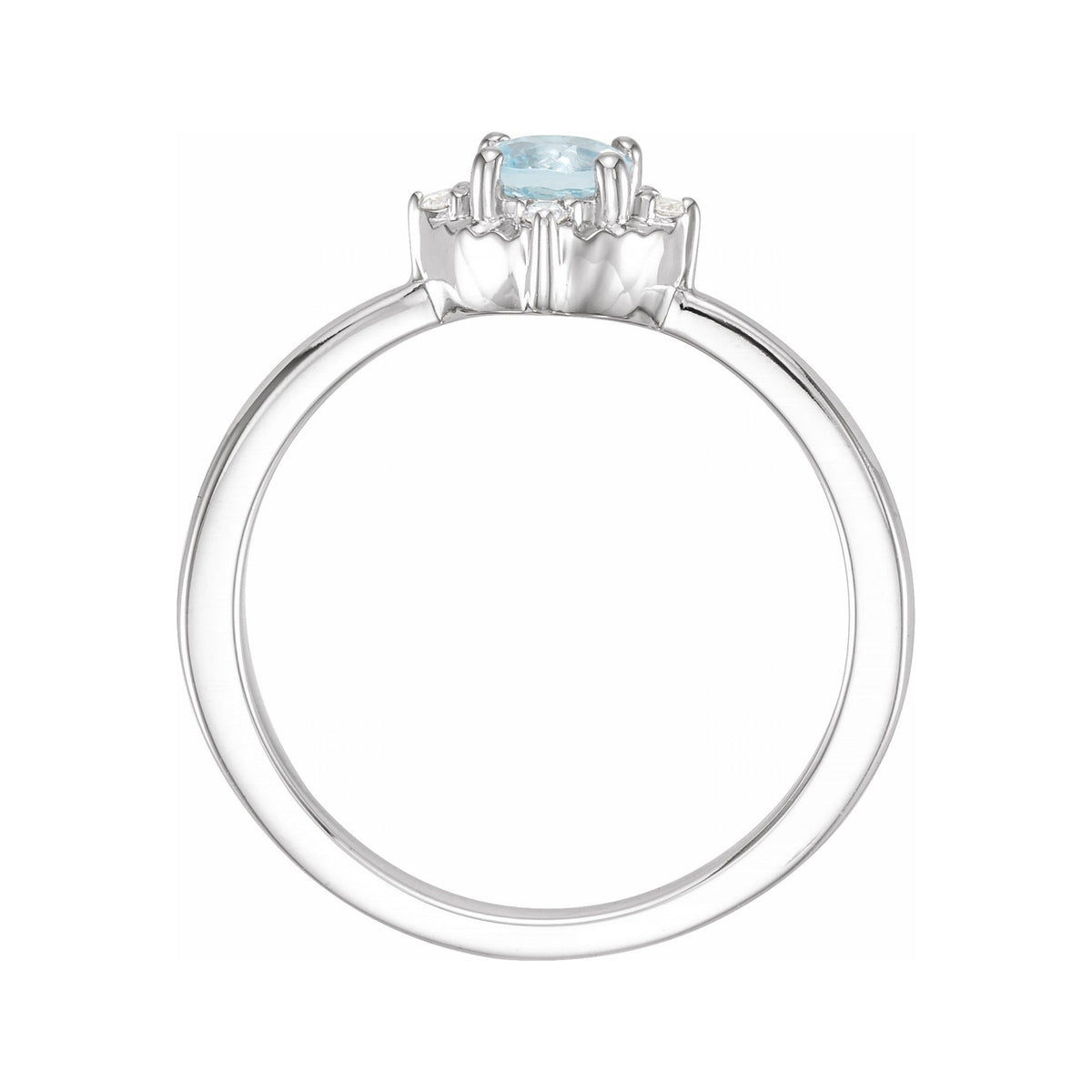 Sapphire Row Natural Gemstone Petite Halo Ring - Sky Blue Topaz, 14K White Gold (view 2)